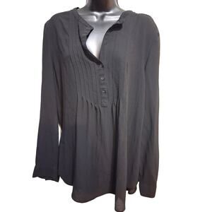 Old Navy Shirt XL Black Tunic Top Casual Office Lightweight Blouse